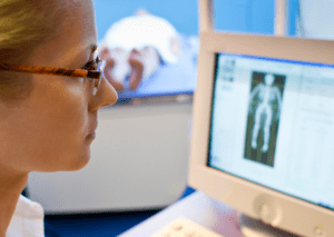 image of woman viewing scan data